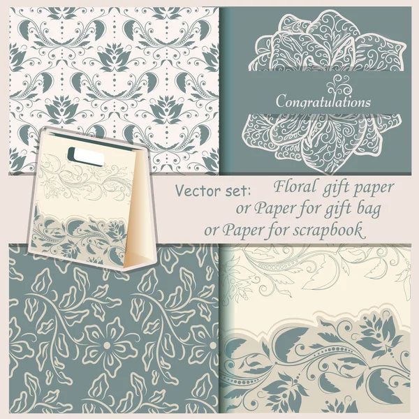 Papel de presente floral — Vetor de Stock