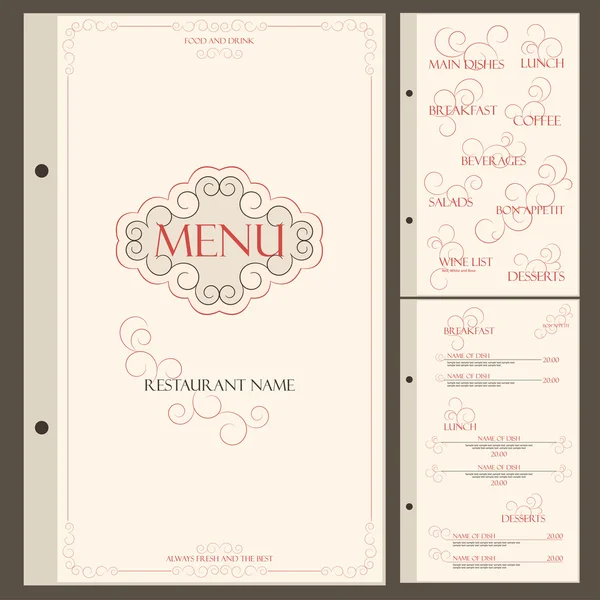 Restaurant menu design template — Stock Vector