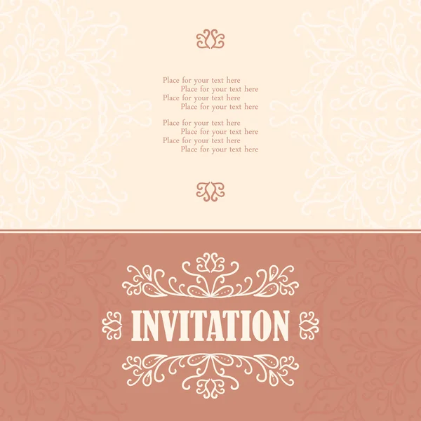 Vintage invitation card with lace ornament. — Stock Vector