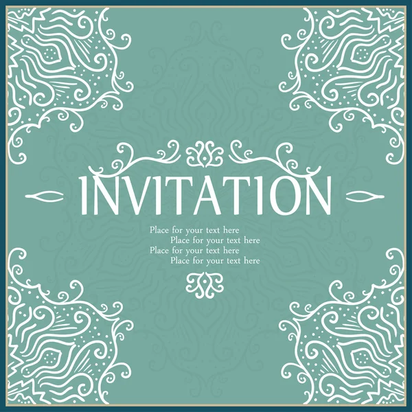 Vintage invitation card with lace ornament. — Stock Vector