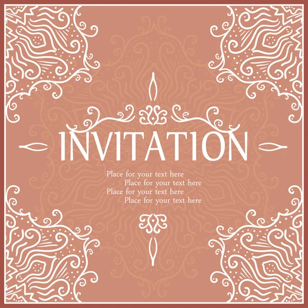 Vintage invitation card with lace ornament. — Stock Vector