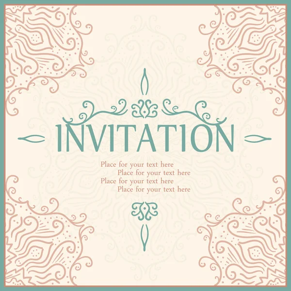 Invitation card with lace ornament. — Stock Vector