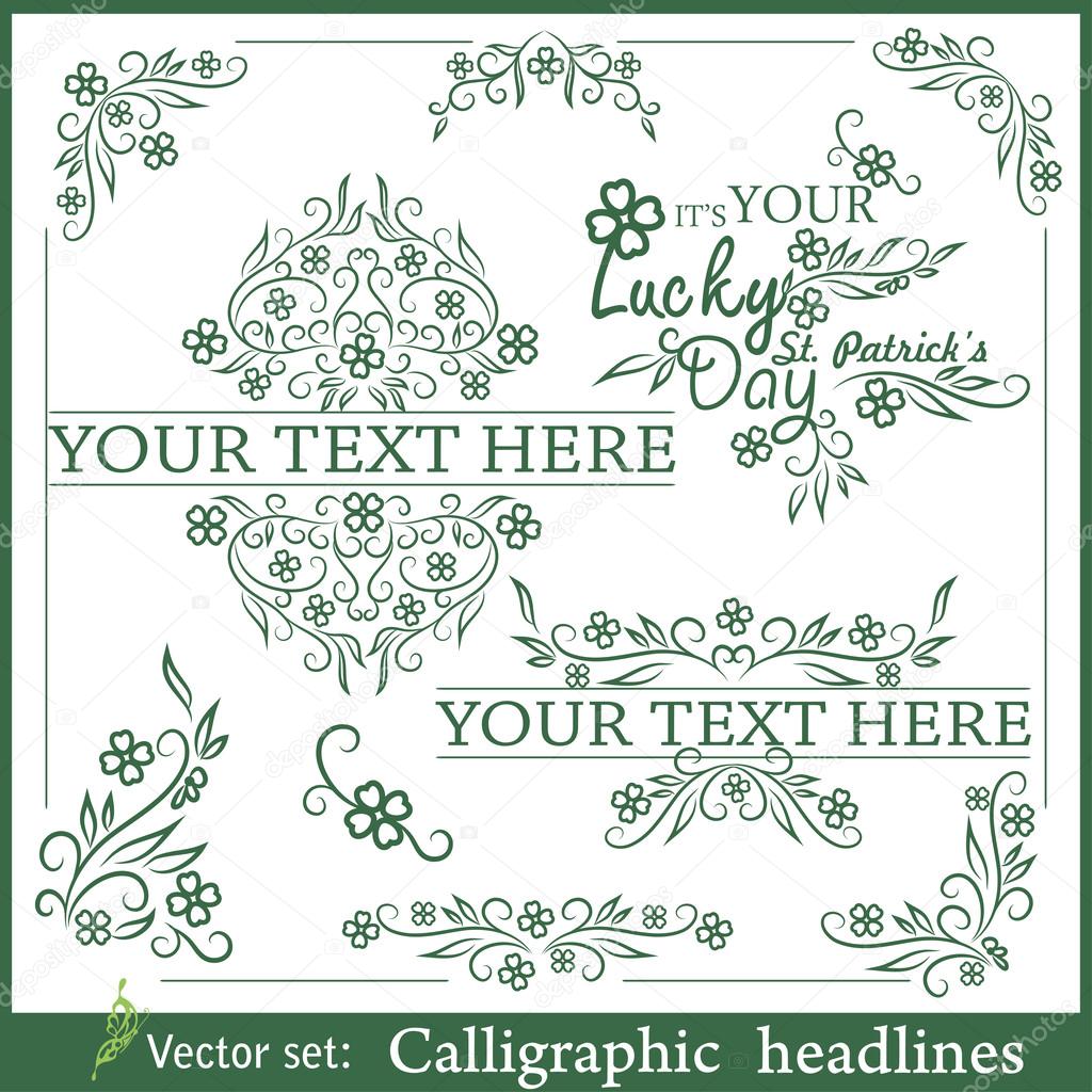 St. Patrick's day calligraphic headlines