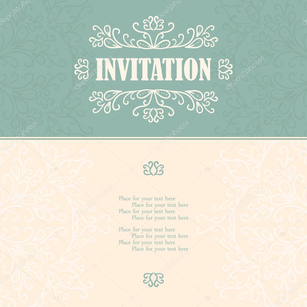 Vintage invitation card with lace ornament.