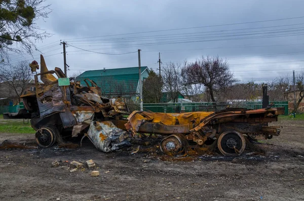 Vyshhorod ilçesi, Kyiv bölgesi, Ukrayna: 19 Nisan 2022: Rusya 'nın Ukrayna' yı işgal etmesinin sonuçları