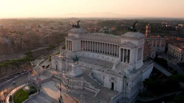 Αεροφωτογραφία Του Vittoriano Διάσημο Ορόσημο Στη Ρώμη Ιταλία — Αρχείο Βίντεο