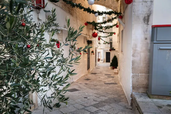 Weihnachtsstimmung Städtchen Locorotondo Apulien Italien — Stockfoto