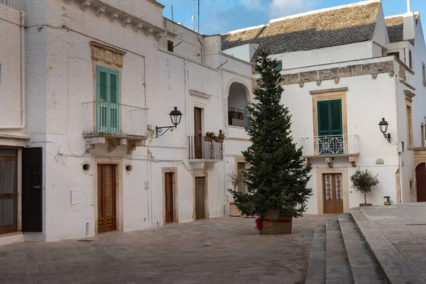 Weihnachtsstimmung Städtchen Locorotondo Apulien Italien — Stockfoto