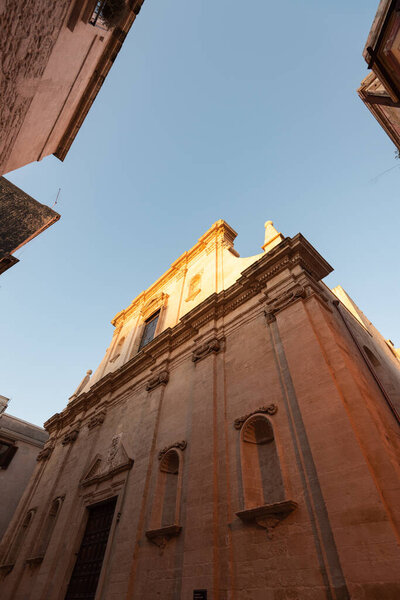 Bottom view of italian old cathedral, Taranto. Italy