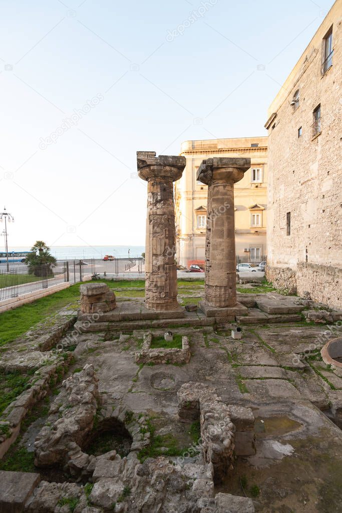 Medival columns in Taranto, Italy