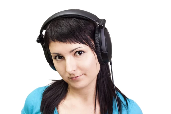 Buena música. Mujer disfrutando de música . — Foto de Stock