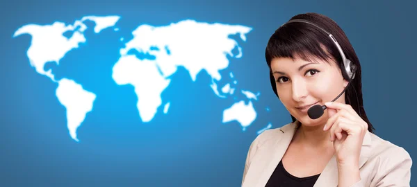 Customer support over the world map — Stock Photo, Image