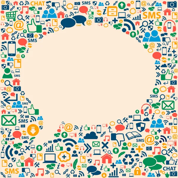 Социальные медиа иконы текстуры в форме пузыря разговора — стоковый вектор