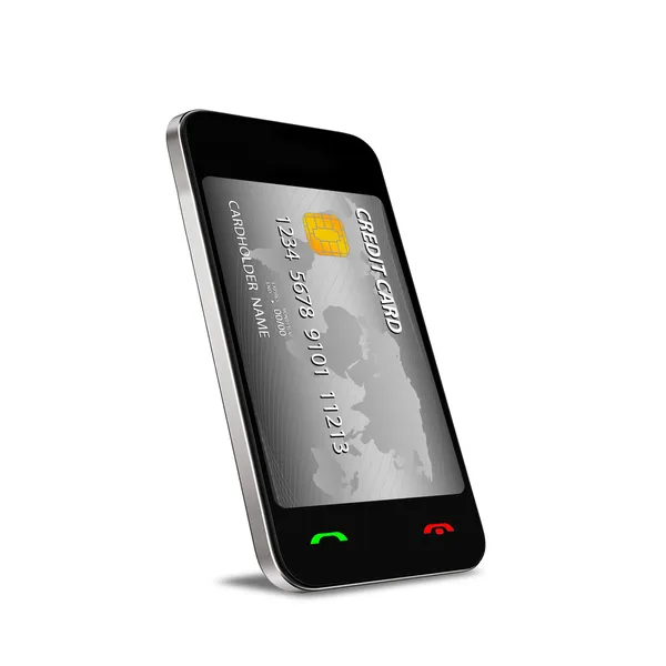 Smartphone com NFC (Near Field Communication) mostrando um crédito — Fotografia de Stock