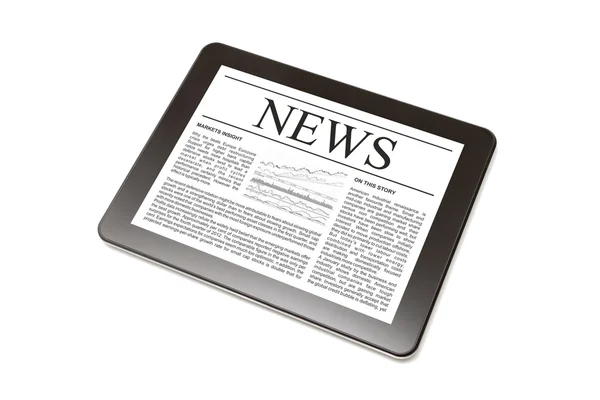 De bedrijfs tribune Nieuws op tablet pc. — Stockfoto