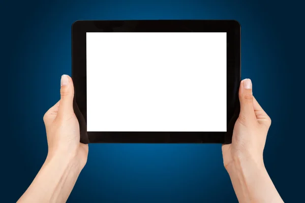 Female hands holding a tablet — Stock Photo, Image