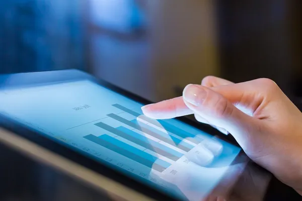 Woman holding digital tablet, closeup — Stock Photo, Image