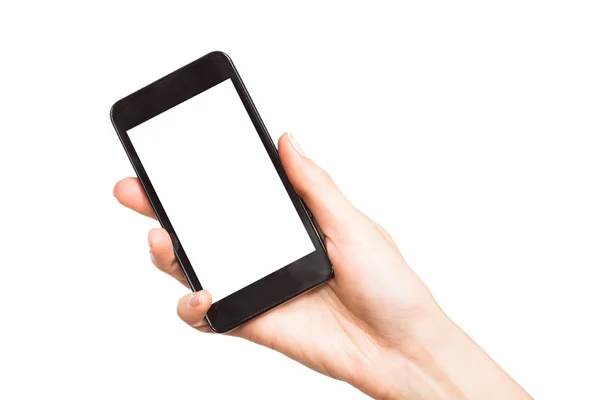 Ruce držící chytré telefony, samostatný — Stock fotografie