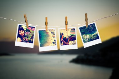 clothesline deniz ile asılı tatil fotoğrafları