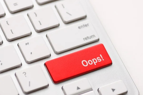 Conceitos de erro, com mensagem oops no teclado . — Fotografia de Stock