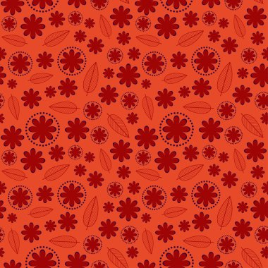 Kırmızı çiçek desenli.