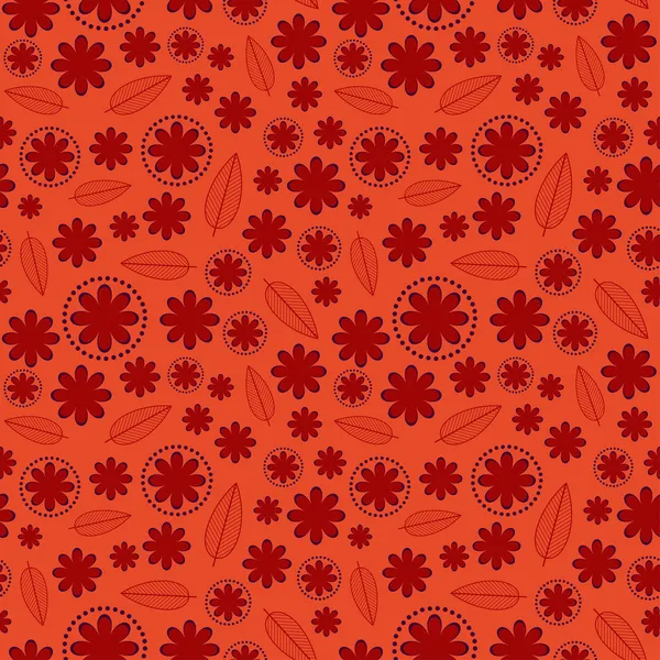 Red Floral Seamless Pattern — Stock Vector