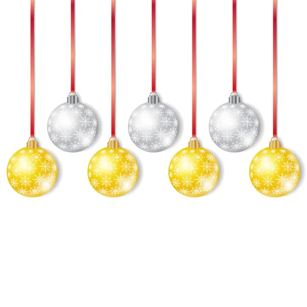 Gold und Silber Weihnachtskugeln — Stockvektor