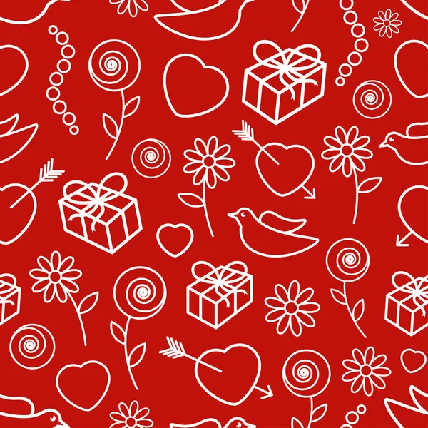 Valentine's Day Seamless Pattern — Stock Vector