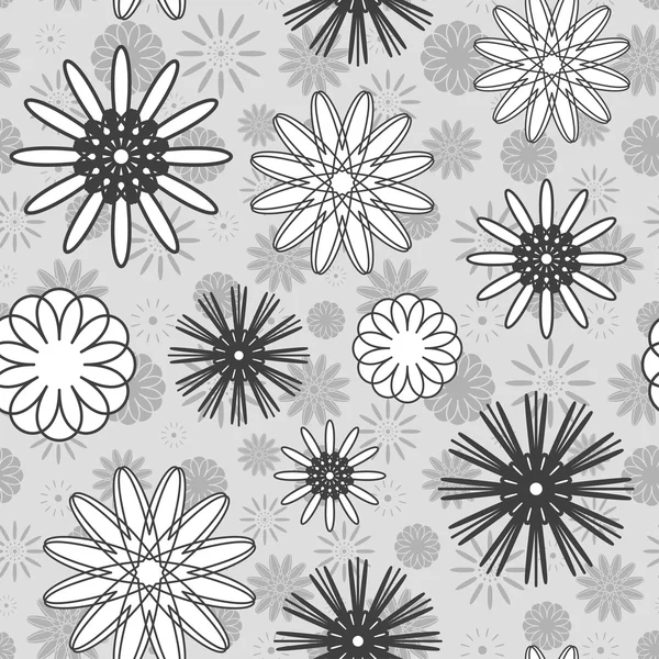 Gray Flowers Seamless Pattern — Stock Vector