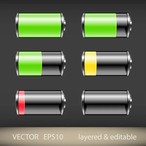 Batterijpictogrammen — Stockvector