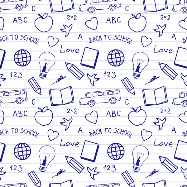 Terug naar school doodles patroon — Stockvector