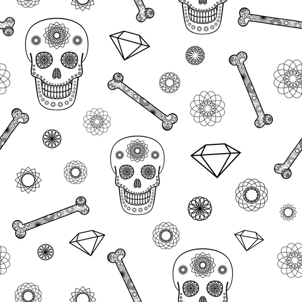 Seamless Pattern with Skull — Stock Vector