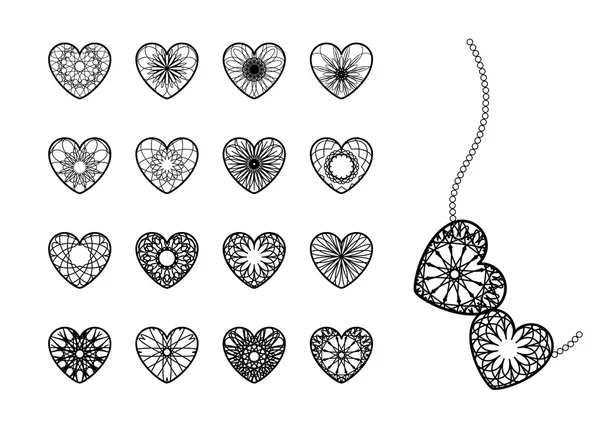 Ornamental Heart Symbols — Stock Vector