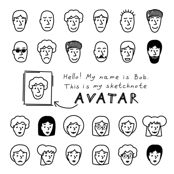 Avataris Sketchnote - Stok Vektor