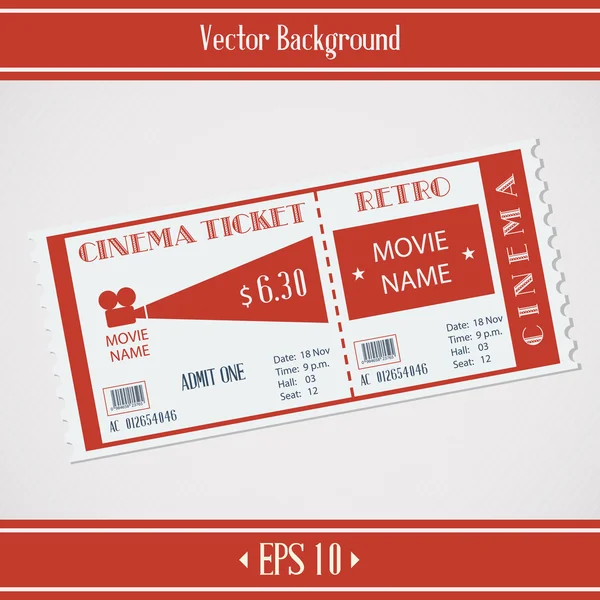 Retro Cinema Ticket — Stock Vector