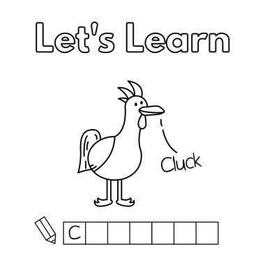 Çocuklar için boyama kitabı oyunu çizgi film tavuk