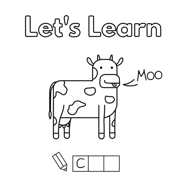 Kreslený kráva obarvení kniha hry pro děti — Stockový vektor
