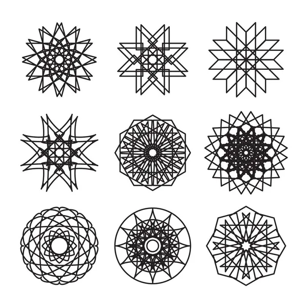 Vector Aziatische lineaire cirkelvormige geometrische symbolen Stockvector