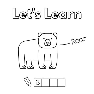 Çocuklar için boyama kitabı oyunu çizgi film ayı