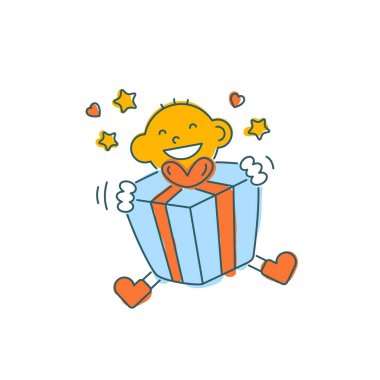 hediye kutusu ile mutlu adam