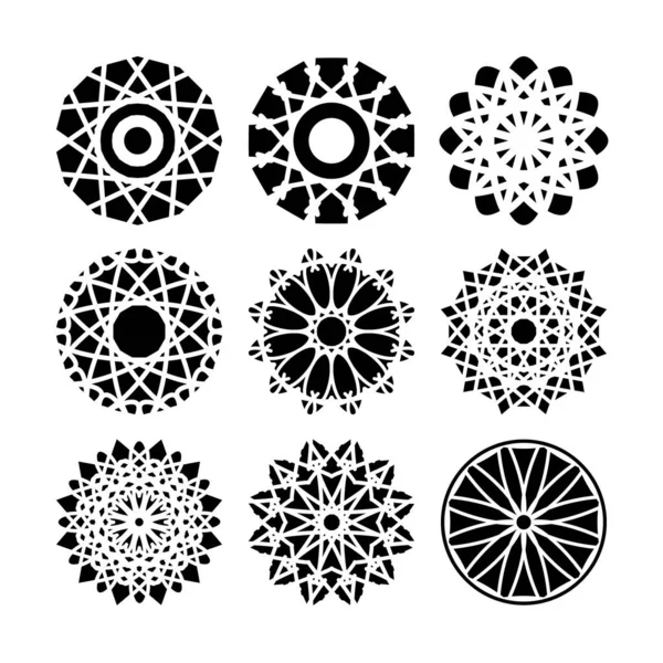Vektor Geometrische Mosaik Ornamente Set lizenzfreie Stockillustrationen