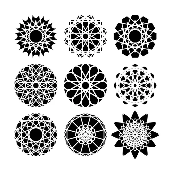 Conjunto de adornos de mosaico geométrico vectorial — Vector de stock