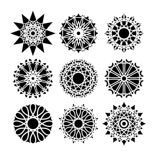 Vector Geometric Mosaic Ornaments Set — Stock Vector