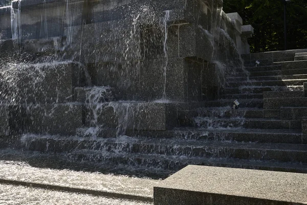 Fountain Made Big Stone Blocks — 图库照片