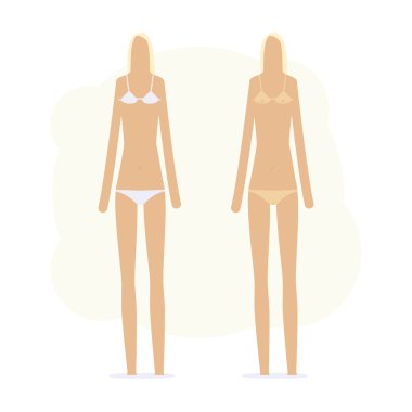 Güneş yanığı kız bikini ve olmadan