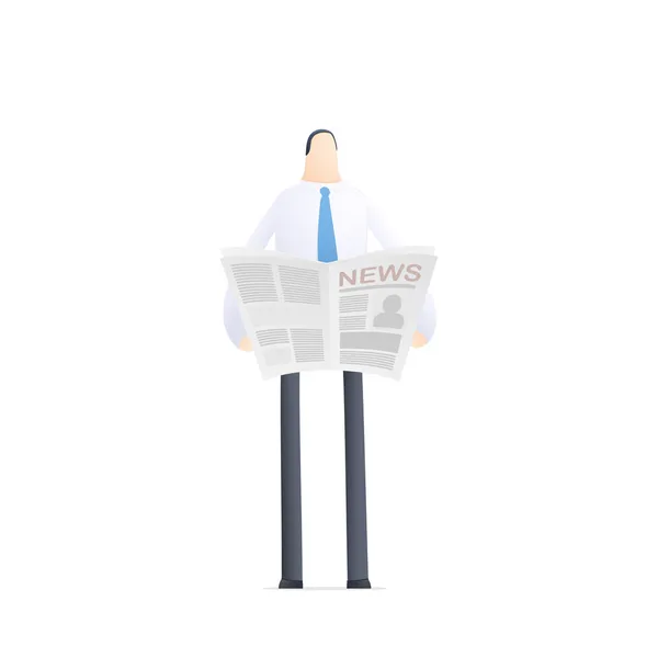 Jovem empresário lê a notícia — Vetor de Stock
