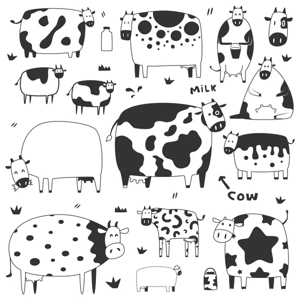 Conjunto de vacas engraçadas — Vetor de Stock