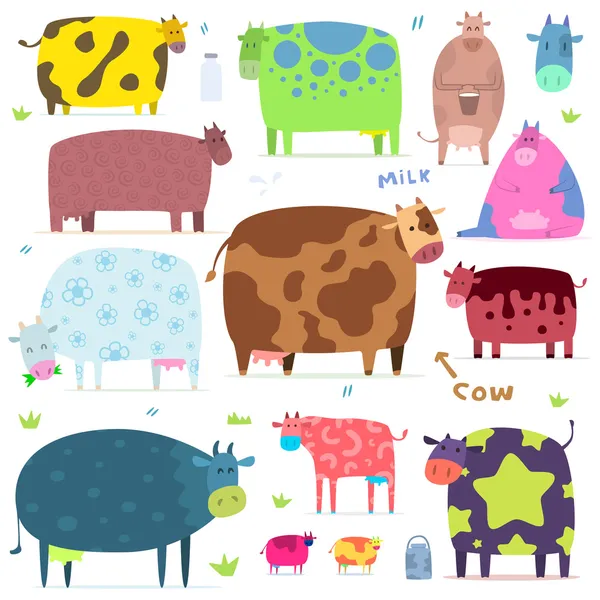 Set of funny cows — Stock Illustration Set of funny cows Stock Illustration