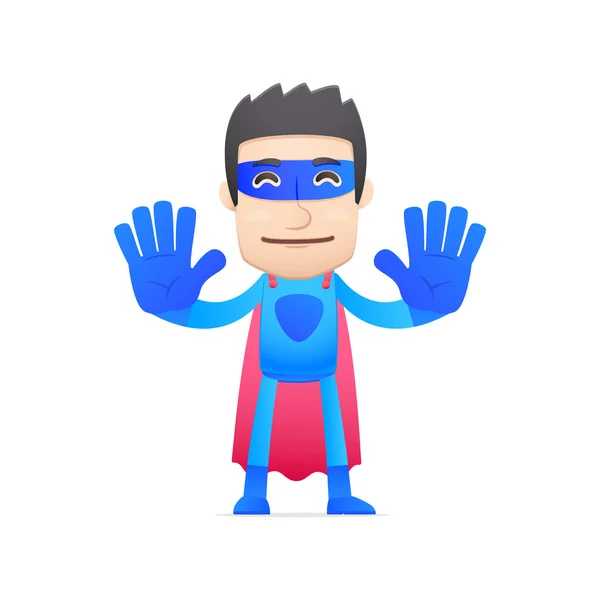 Superhero in various poses — Stock Vector