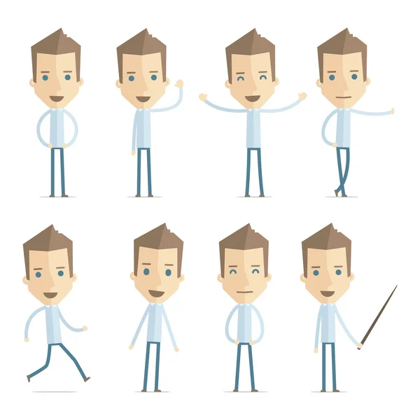 Hombre casual en varias poses — Vector de stock